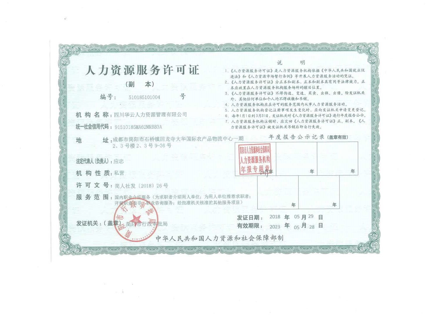 人力资源服务许可证